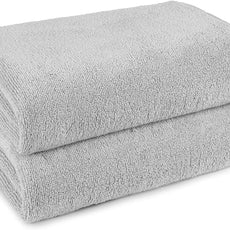Amazon basics 2 piece Lightweight quick-dry bath towel, 100% cotton, Platinum, 54