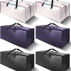 6 Pack Heavy Duty Extra Large Moving Bags W/Backpack Straps - Strong Handles & Zippers, Storage Totes For Space Saving, Fold Flat, Alternative to Box and Bin (40 gal, Semi-Transparent+Blue+Black)