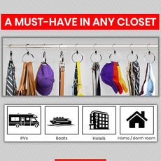Multipurpose Closet Hangers- Tie and Belt Hanger for Closet- Great Space Saving Belt Organizer for Wardrobe - Ideal for Storing Belts, Ties, Scarfs, Baseball Hats, Purses & More- 3 Pack