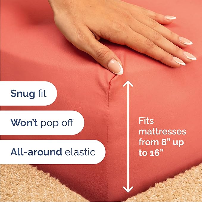 Cal King 6 Piece Sheet Set - Cooling & Breathable Bed Sheets - Hotel Luxury Bed Sheets for Women, Men, Kids & Teens - Bedding w/Deep Pockets & Easy Fit - Soft & Wrinkle Free - Cal King Coral Sheets