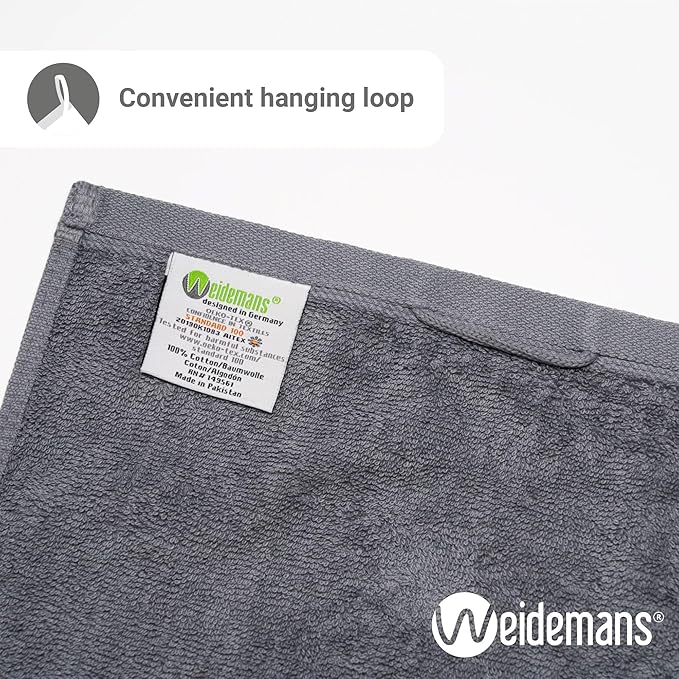 Premium 8 Pieces Towel Set Including 2 Bath Towels 30" x 56", 2 Hand Towels 18" x 30" and 4 Washcloths 13" x 13" - Color: Dark Grey & Green | Pure Cotton |Machine Washable high Absorbency