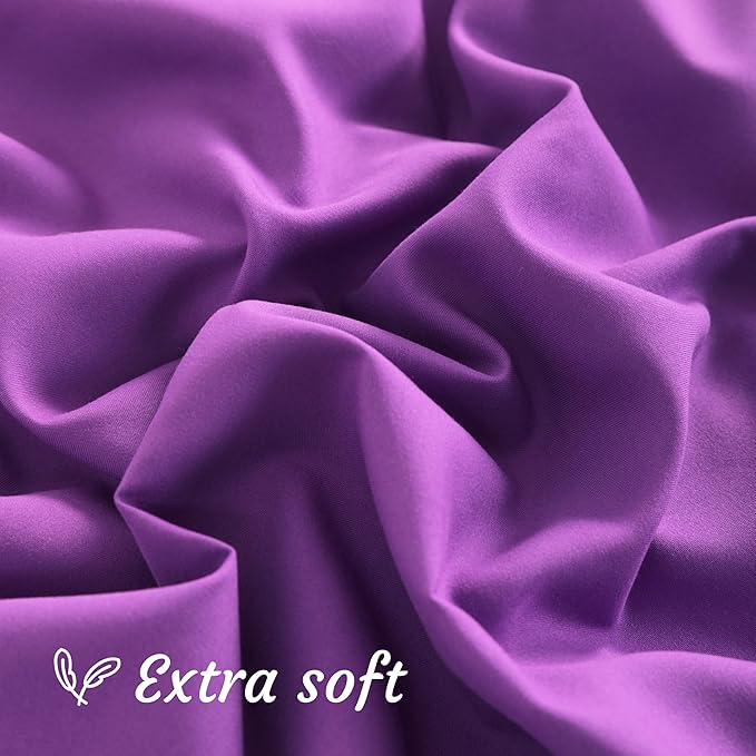 NTBAY King Pillow Cases Set of 2, 2 Pack Brushed Microfiber 20x36 Pillow Cases, Soft, Wrinkle, Fade, Stain Resistant Purple Pillow Cases with Envelope Closure, 20x36 Inches, Purple