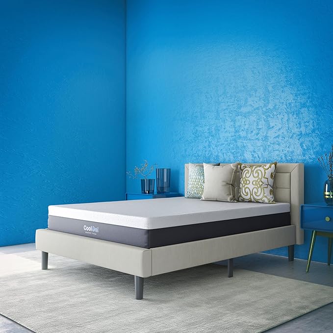 COOL GEL 12 Inch Queen Memory Foam Mattress Medium Firm, Queen Size Memory Foam Mattress Cooling, Made in The USA, 12" Depth with Pressure Relief, CertiPUR-US Certified No Fiberglass, CoolGel Bed