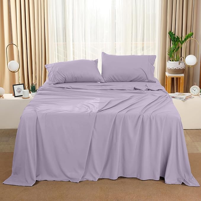 Utopia Bedding Full Sheet Set – 4 Piece Bed Sheets for Full Size Bed, Soft and Breathable Microfiber, Includes 1 Fitted Sheet, 1 Flat Sheet and 2 Pillowcases (Lavender)