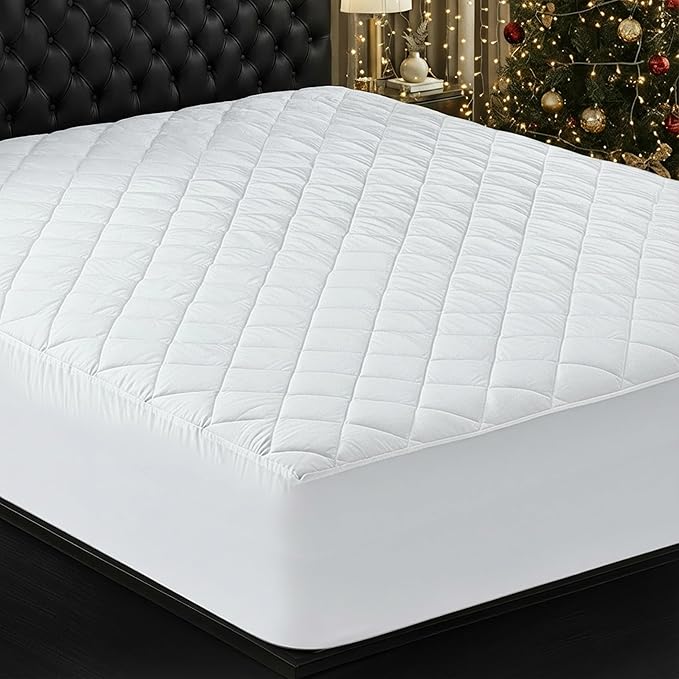 Utopia Bedding Quilted Fitted Mattress Pad, Twin XL Size, Elastic Fitted Mattress Topper Protector and Cover with Deep Pocket Stretches up to 16 Inches, Machine Washable (White)
