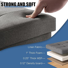 BRIAN & DANY 15 Inches Ottoman with Storage, Square Small Storage Ottoman Foot Rest with Legs, Ottomans Foot Stool for Dorm, Living Room, Entryway (Gray)