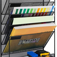 Kuntine.B 6-Tier Wall File Organizer Hanging File Organizer Cubicle Organizer Wall File Holder for Office Home, Black