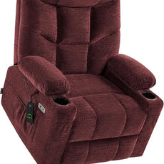 MCombo Power Lift Recliner Chair with Extended Footrest for Elderly People, Fabric 7283 (Burgundy, Large)