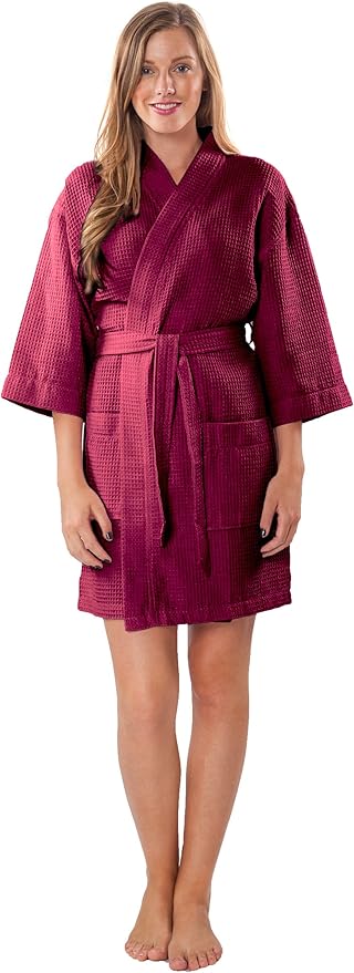 Turquaz Lightweight Short Robes For Women Waffle Kimono Bathrobe - Soft, Fast-Drying, Long-Lasting Cotton Blend