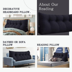10 lbs Thickened Headboard Pillow Wedge Pillow Headboard Reading Pillow Bed for Comfortable Backrest Reading Triangular Pillow with Side Pocket Backrest Pillows for Sitting in Bed Black Full