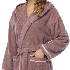Arus Women's Hooded Classic Bathrobe Turkish Cotton Robe with Full Length Options