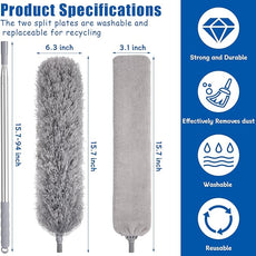 Feather Duster Set (4 Pieces), 30-100 inch Microfiber Retractable Gap Duster for Cleaning Ceilings, Furniture Refrigerators and Under Sofas
