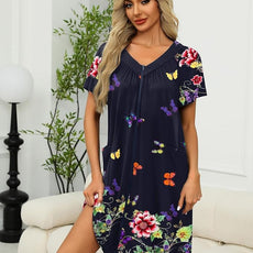 Ekouaer Women Robe Zipper Front Mumu Duster Robes Zip Up Housecoat Soft Sleepwear with Pockets