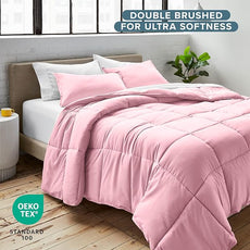 Bare Home Comforter Set - Twin/Twin Extra Long Size - Ultra-Soft - Goose Down Alternative - Premium 1800 Series - All Season Warmth (Twin/Twin XL, Light Pink)