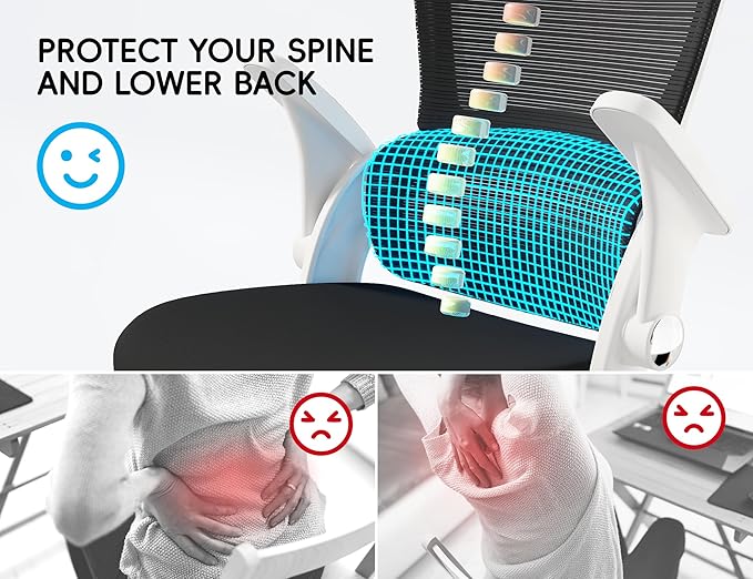 TRALT Office Chair - Ergonomic Office Chair with Back Support, Computer Chair - Home Office Desk Chairs, 330lbs Wide Seat Big and Tall Office Chairs with Headrest, Comfy Desk Chairs (White Black)