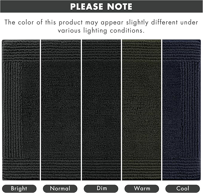 Madison Park Splendor Reversible 100% Cotton Tufted Bathroom Rug-3000 GSM Hotel Quality Luxurious Plush Medium Pile Bath Mat Absorbent, Quick Dry, Shower Room Décor, 24x36 Black