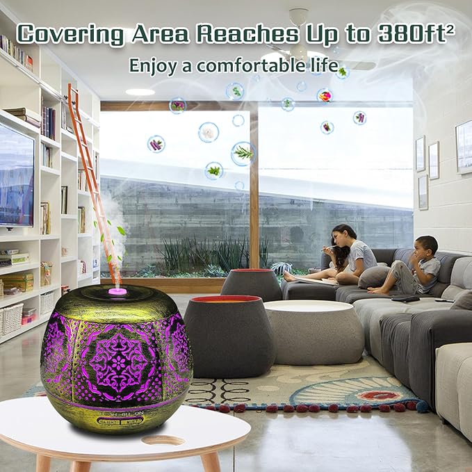 Essential Oil Diffuser for Home 500ML, Aromatherapy Diffusers for Essential Oils Large Room with Cool Mist Humidifiers for Bedroom 7 Colors Changed & 3 Mist Mode Automatic Shut-Off