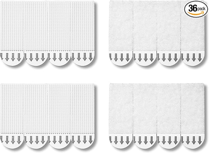 36-Pairs(72 Strips) Small Picture Hanging Strips, Removable Hook and Loop Tape, Waterproof Adhesive Strips for Frame Hanging, Heavy Duty