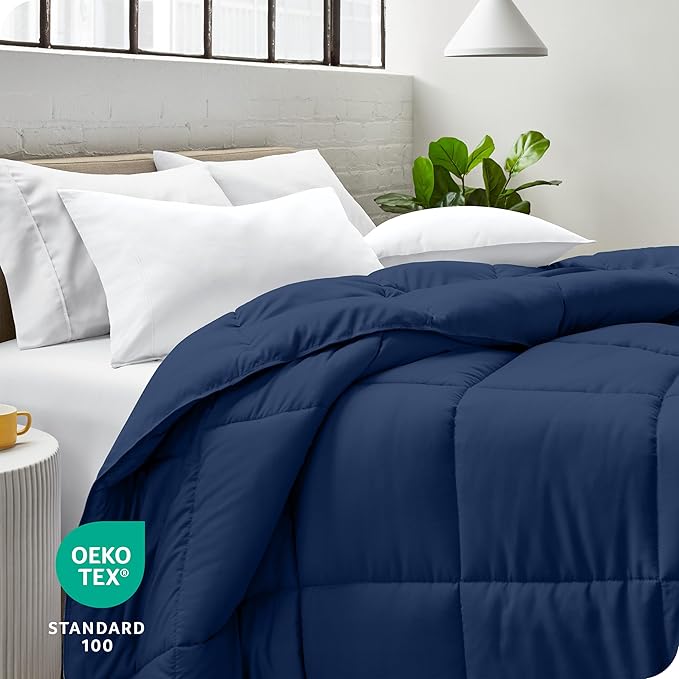 Bare Home Duvet Insert Comforter - King/California King - Goose Down Alternative - Ultra-Soft - Premium 1800 Series - All Season Warmth - Bedding Comforter (King/Cal King, Dark Blue)