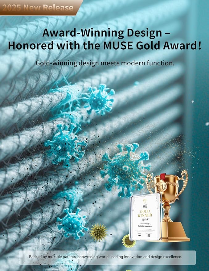 Matter Certified Air Purifier with H13 Filter, Compatible with Alexa Google Home Apple HomeKit, Large Room Coverage 1937 ft²/hr, Washable Pre-Filter, Eco Mode, PM2.5 Monitor, Sleep Mode