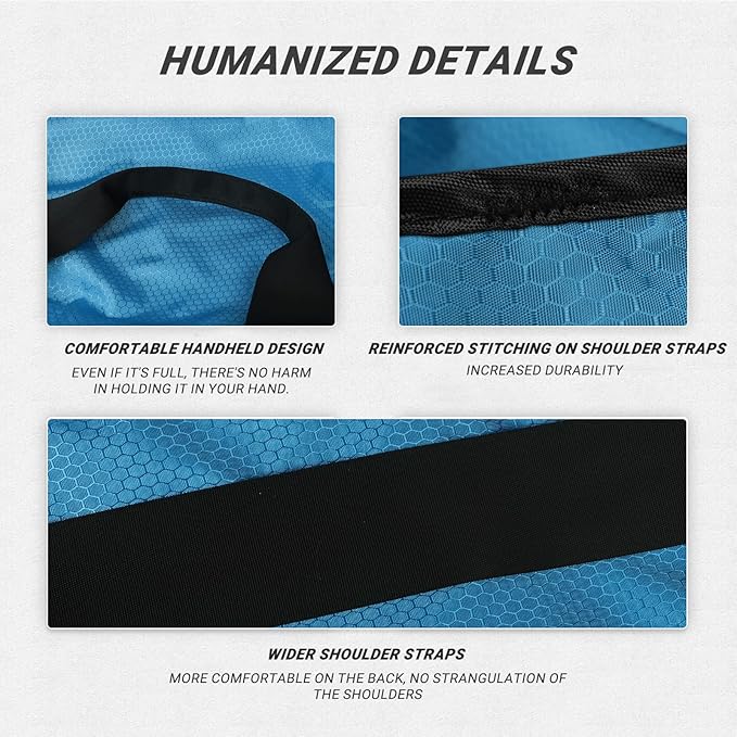 Laundry Bag with Shoulder Straps and Mesh Pocket Laundry Backpack Large Portable Laundry Hamper for College Laundromat Apartment (Light Blue)