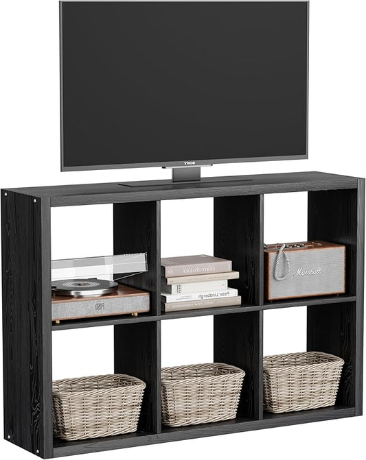 6 Cube Storage Organizer, 2x3 Cube Bookshelf, Cubby Storage Shelf, Wooden Organizer Shelf with Thickened Boards, for Closet Bedroom Home Office Living Room, 36.93" L x 9.37" W x 25.12" H, Black