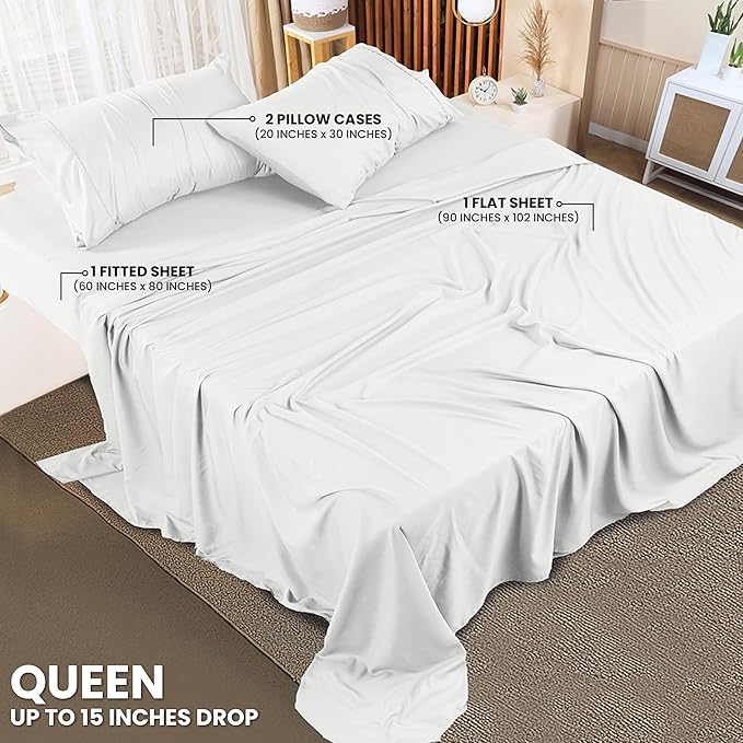 Utopia Bedding Queen Bed Sheets Set - Pack of 10 Sheet Sets - Perfect for Spa, Hotel, & Guest Bedroom - Brushed Microfiber - Shrinkage and Fade Resistant - Easy Care (White)