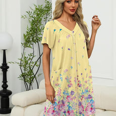 Ekouaer Women Robe Zipper Front Mumu Duster Robes Zip Up Housecoat Soft Sleepwear with Pockets