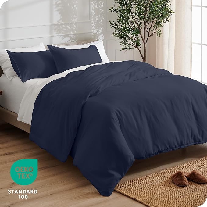 Bare Home Bedding Duvet Cover California King Size - Premium 1800 Super Soft Collection - Lightweight, Cooling - Soft Breathable Bedding Duvet Cover (Cal King, Midnight Blue)