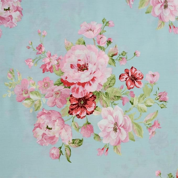 FADFAY Shabby Pink Floral 4 Piece Bed Sheet Set 100% Cotton Deep Pocket-Queen