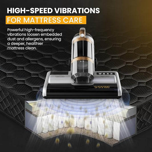 Mattress Vacuum BED CLEANER with UV-C LIGHT, 14kPa Suction, DUAL FILTERS & Dual Rollers, Furniture Handheld Vacuum Cleaner Dust Sensor, CORDED HANDHELD VACUUM for SOFA, Fabric & PET HAIR