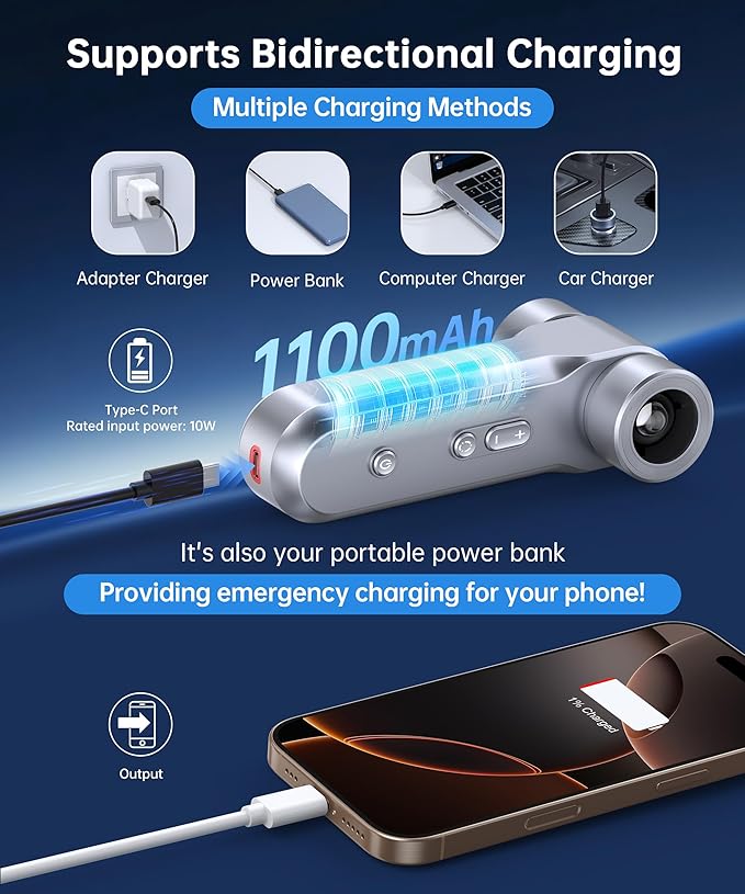 Compressed Air Duster-150000RPM Metal Electric Air Blower with LED Light and Stepless Speed Regulation, USB Rechargeable Mini Portable Cordless Motor Air Blower for Computer,Keyboard, House and Car