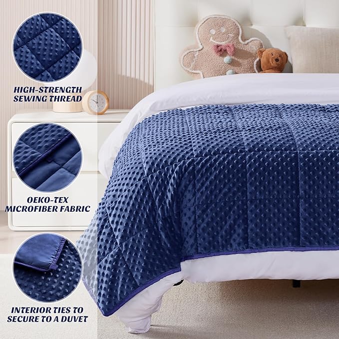 anfie Weighted Blanket Kids(48"x72" 6lbs) Weighted Blanket Cooling Blanket for Sleeping,Throw Size Breathable Blanket with Premium Glass Bead(Blue)