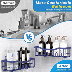 EUDELE 5-Pack Rustproof Stainless Steel Shower Caddy – No Drill Adhesive Bathroom Organizer with Large Capacity, Spacious Shower Shelves for Inside Shower, Kitchen & Home Decor Storage-XL Size