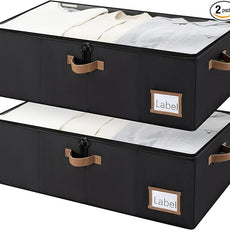 StorageWorks Under Bed Storage Bins, 10'' Underbed Storage Containers with Lid, 77L Clothes Organizer for Bedding, Blankets, Sweaters, Shoes, 2-Pack