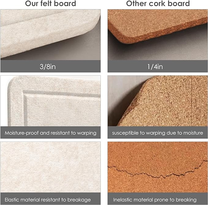 Bulletin Board, 35 x 17 1/2 inches Felt Board - Decorative Pin Board, Cork Board Alternative for Wall, Foldable Self-Adhesive Vision Board Prayer Board with 20 Pushpins - Oatmeal