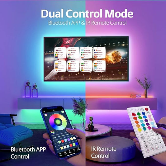 KEELIXIN LED Lights Music Sync RGB LED Strip Lights with APP & Remote Control (130ft)