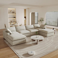 Cloud Couch Modular Sectional Sofa with 2 Storage Ottomans,160.6