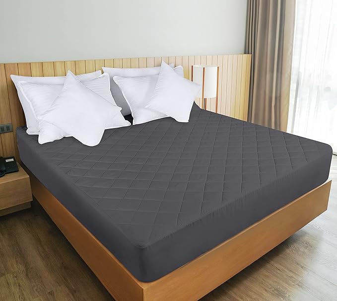 Utopia Bedding Quilted Fitted Mattress Pad, Twin Size, Elastic Fitted Mattress Topper Protector and Cover with Deep Pocket Stretches up to 16 Inches, Machine Washable (Grey)