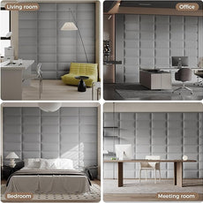 Minimalist Gray Removable Linen Headboard 24x12 Inch 6-Panel Kit - Lightweight Linen Panels for Queen Beds, Renters-Friendly Design