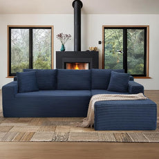 105''Sectional Cloud Couch with L Shaped Chaise,Modern Modular Sectional Sofa,Comfy Sectional Couches for Living Room,Bedroom,Apartment (Blue, 105''W Right Facing Chaise)