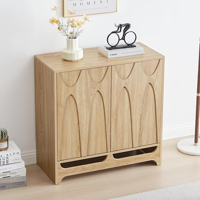 Sideboard Buffet Cabinet with Storage Set of 2, 63” Mid Century Modern Storage Cabinet with Adjustable Shelf and 4 Doors for Dining Room, Living Room,Entry