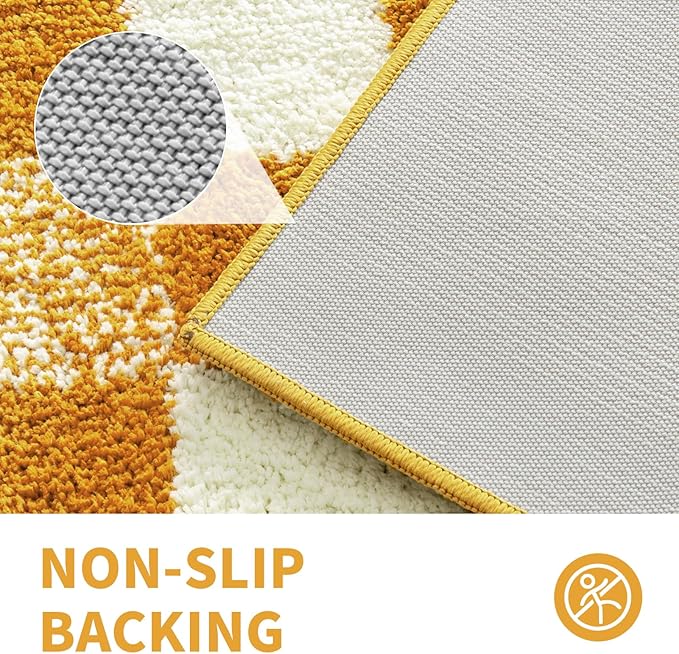 CozeCube Bath mats for Bathroom Non Slip, Fluffy Absorbent Microfiber Bath mat Washable, Aesthetic Bathroom Rugs, Small Harvest Gold Checkered Bath mat, Harvest Gold, 24" x 16"