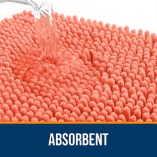 OLANLY Bathroom Rugs 59x24, Extra Soft Absorbent Chenille Bath Rugs, Rubber Backing Quick Dry, Machine Washable Bath Mats for Bathroom Floor, Tub and Shower, Home Decor Accessories, Coral