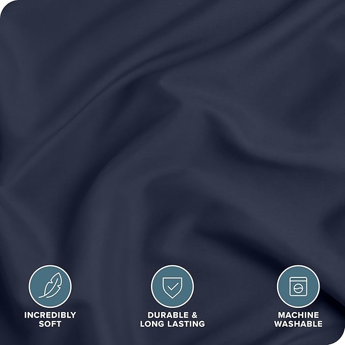 Bare Home Bedding Duvet Cover Extra Long Size - Premium 1800 Super Soft Collection - Lightweight, Cooling - Soft Breathable Bedding Duvet Cover (Twin/Twin XL, Midnight Blue)