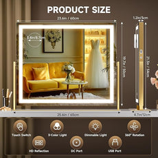 Hasipu Vanity Mirror with Lights, 25.6