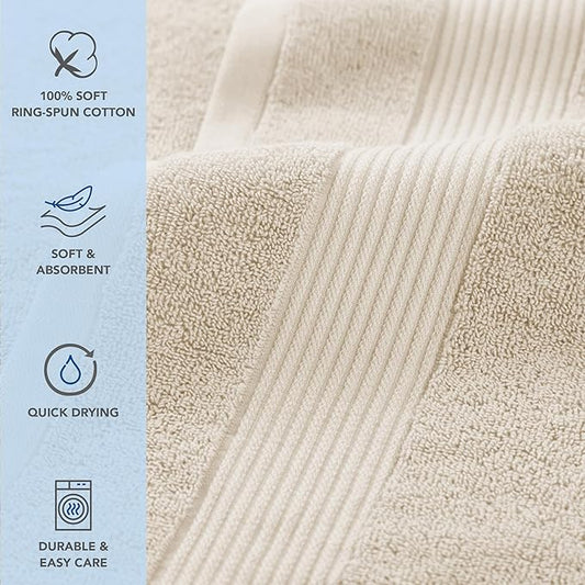 Arkwright Bath Towels Set of 4 - (Bulk Case of 24) Super Soft 100% Cotton, 600 GSM Quick Dry & Absorbent, Luxury Bathroom Essentials for Hotels, Spa, Hosts, and Vacation Rentals, Alabaster Ivory