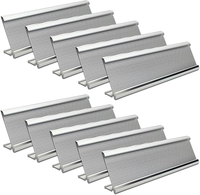 10 Pack 2" x 8" Aluminum Desk Name Plate Holder, Office Name Plate Holder for Desks, Desk Sign Holder for Office Conference, Meeting Room or Other Business Event (Silver)