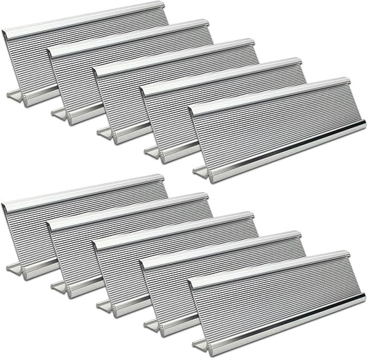 10 Pack 2" x 8" Aluminum Desk Name Plate Holder, Office Name Plate Holder for Desks, Desk Sign Holder for Office Conference, Meeting Room or Other Business Event (Silver)