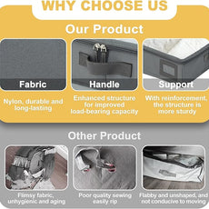 4-Inch Under Bed Storage Containers (2-Pack) | Sturdy Sidewalls | Clear Cover & Label Holder | Foldable Fabric Closet Bin Organizer | Stores Clothing/Blankets/Sweaters/Sheets